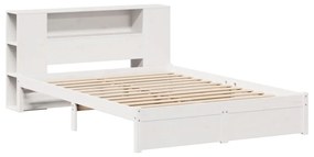 Cama com estante sem colchão 160x200 cm pinho maciço branco