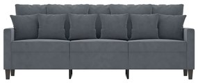 Sofá de 3 lugares 180 cm veludo cinza-escuro