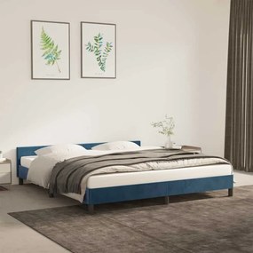 Estrutura de cama sem colchão 160x200 cm veludo azul-escuro