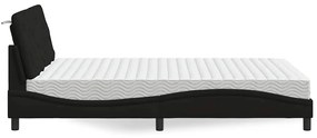 Cama com colchão 140x200 cm tecido preto