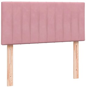 Cama com molas/colchão 80x220 cm veludo rosa