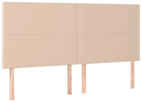 Cabeceira cama c/ LED couro artif. 200x5x118/128 cm cappuccino