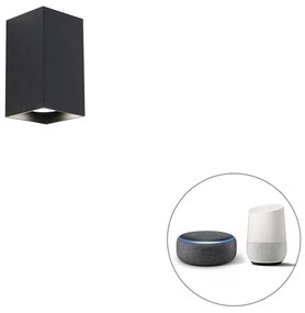 LED Candeeiro de Parede Quadrado Inteligente Preto com Wi-Fi GU10 - Sabbir Design