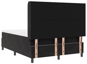 Cama Box Spring com Colchão &amp; LED Preto 140x190 cm Veludo