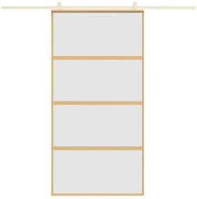 Porta deslizante 102,5x205 cm vidro ESG fosco/alumínio dourado