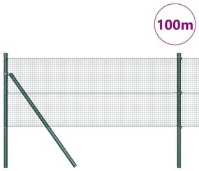 Cerca de Fio Soldado com 13 Postes Verde 0.5x100 m Aço