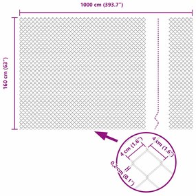Cerca de Cadeia com 20 Postes U Prateados 1.6x10 m Aço
