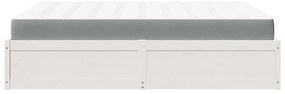 Cama com colchão 160x200 cm madeira de pinho maciça branco