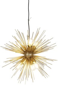 Candeeiro de suspensão Art Déco dourado 6 luzes - Broom Moderno