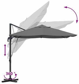 Guarda-Sol Cantilever Roma Antracite 352x251x260 cm de Alumínio