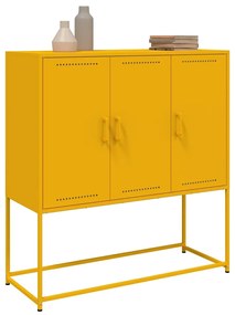 Aparador alto 100,5x39x107 cm aço amarelo mostarda
