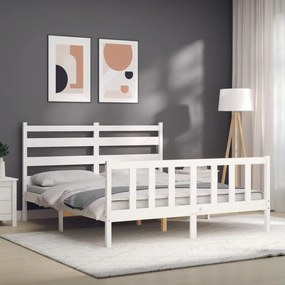 Cama sem colchão 160x200 cm madeira de pinho maciça branco