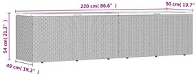 Caixa arrumação jardim 220x50x54 cm vime PE/acácia maciça cinza