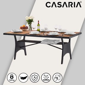 Mesa de jardim Polyrattan Takeo 190x90x74cm acácia preto