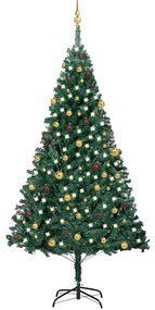 vidaXL Árvore Natal artificial pré-iluminada c/ bolas 240 cm verde