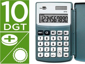 Calculadora de Bolso xf15 10 Digitos com Capa Solar e Pilhas Cor Cinza 123x75x12 mm