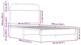 Estrutura cama s/ colchão derivados de madeira carvalho sonoma