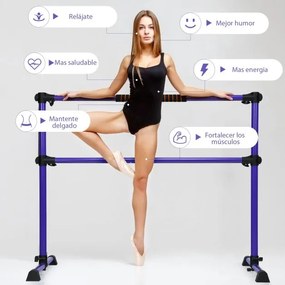 Barra dupla para ballet portátil com altura ajustável para meninas Adultos Fitness Dançar Alongar músculos 124,5 x 71 x 120 cm Violeta