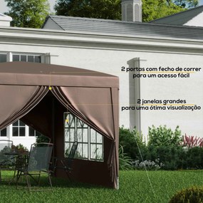 Tenda de Jardim com Paredes Laterais Amovíveis Janelas Porta com Fecho