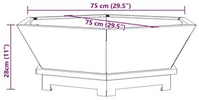 Fogueira Hexagonal vidaXL Preta 75x75x28 cm em Aço