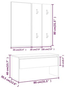 Conjunto de móveis de corredor derivados de madeira branco