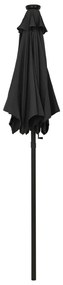 Guarda-sol de jardim c/ luzes LED 200x211 cm alumínio preto