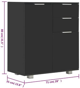 Aparador em contraplacado 71x35x80 cm preto brilhante