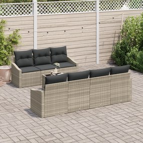 Conjunto de Jantar de Jardim 8 Peças com Almofadas Cinza Claro em Ratt