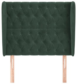 Cabeceira cama c/ abas veludo 93x23x118/128 cm verde-escuro