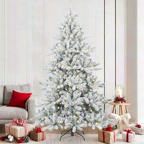 vidaXL Árvore de Natal Articulada Artificial Branco 210 cm PVC e Aço