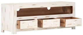 Móvel de TV madeira de acácia maciça 110x30x40 cm branco