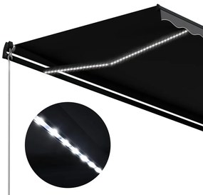 Toldo retrátil manual c/ LED 300x250 cm antracite