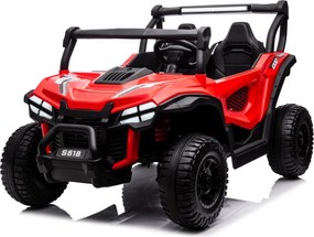 Carro elétrico para Crianças 24V, 4x4, 2 lugares Gravity Buggy Rodas de espuma EVA e assento Couro ecológico Vermelho