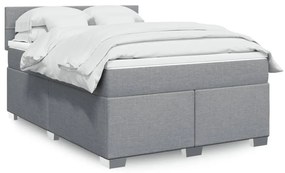 vidaXL Cama com molas/colchão 140x200 cm tecido cinzento-claro