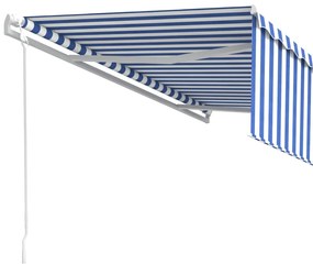 Toldo retrátil automático com estore 5x3 m azul e branco