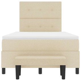 Cama Box com Colchão &amp; Banco Creme 120x200 cm Tecido