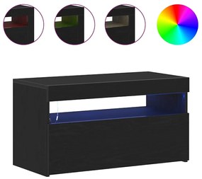 Armários de TV com luzes de LED 2 pcs Carvalho preto 75x35x40 cm Madei