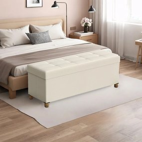 Banco com espaço de arrumação 38 x 110 x 40 cm branco creme