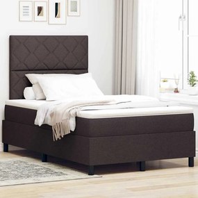 vidaXL Cama Box com Colchão e LED Castanho Escuro, 120 x 200 cm Tecido