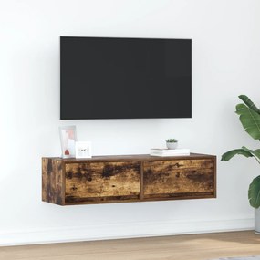 Armário de TV vidaXL Carvalho Fumê 100x31x25,5 cm Madeira de Engenhari