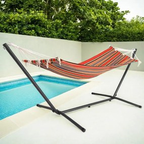 Cama de rede Jardim com armação metálica 200 x 80cm cor vermelha