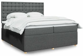 Cama com molas/colchão 200x200 cm tecido cinzento-escuro
