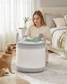 Cesto para roupa suja 90 L com tampa e pega 50 x 50 x 46 cm cinzento
