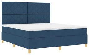 Cama com Box Spring com Colchão e LED Azul 180x200 cm Tecido