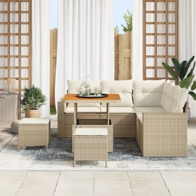 Conjunto de Sofá de Jardim vidaXL com 8 Peças e Almofadas Bege Polirat