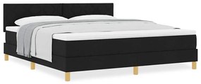 Cama Box Spring com Colchão Preta 180x200 cm Tecido