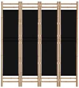 Biombo com 4 painéis dobráveis bambu e lona 160 cm