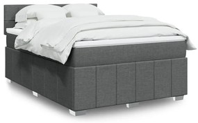 vidaXL Cama com molas/colchão 160x200 cm tecido cinzento-escuro