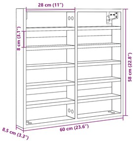 Armário vitrine 60x8,5x58 cm derivados de madeira branco