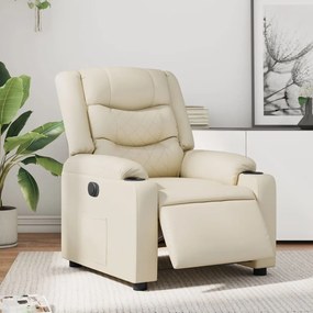 Poltrona reclinável elétrica couro artificial cor creme